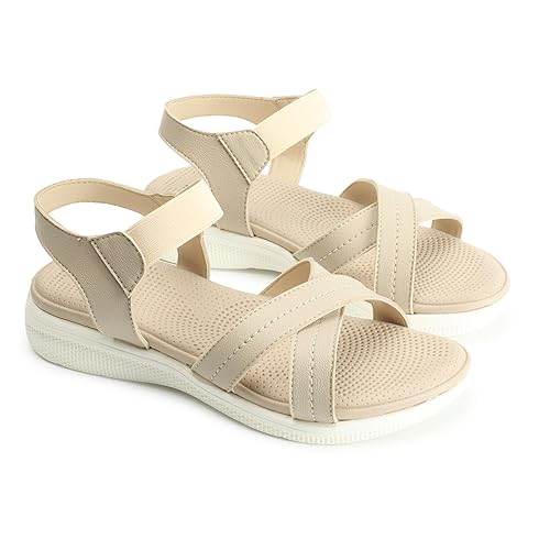 Carlton London women's Cross Strap Adjustable Comfort Sandals